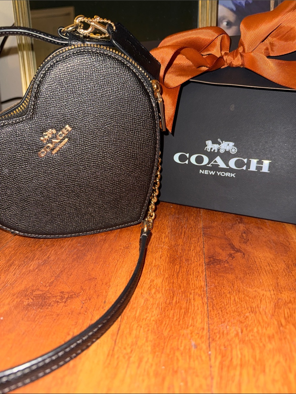Coach Black Heart-Shaped Crossbody with Gold Hardware - Picture 7 of 7
